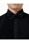 Italian Style Slim Fit Men's Horse Collar Pleated Shirt Black T20002-01 - 2