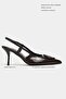 Nereid Brown Patent Leather Women's Shoes with Pointed Toe, Open Back, and Thin Heel, with Accessories - 2