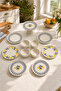 Blue Lemon 11 Piece Handmade Stackable Ceramic Plate Set for 6 People Premium Presentation & Breakfast Set