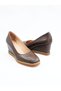 Women's Genuine Leather Wedge Heeled Shoes Brown - 3