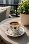 Acar Reneta Floral 6-Piece Turkish Coffee Cup Set |   Porcelain Coffee Cup Set 90 ml - 2