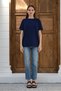 Navy Blue Women's Modal Fabric Basic Oversize T-Shirt Crew Neck Casual Loose T-Shirt - 6