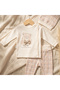 Teddy Hug Cotton Textured Teddy Bear Figured 3-Piece Baby Set - 0-3 Months Ecru Yellow Checkered Baby Set and Sha - 2