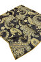 Patterned Cotton Silk Scarf Ls2207 02-Angular Coffee-Light Mink-Mustard - 3