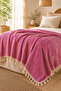 Cotton Multi-Purpose Pique 220X240 Double Bedspread Sofa Cover Tv Shawl with Tassels - 3