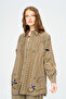 Women's Oversized Shirt with Dense Stone and Bead Embroidery