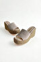 Beige Genuine Leather Wedge Heel Women's Slippers Sl339 - 7