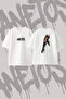 Platform Boot Ripped Tights Design Back Printed Cotton White Oversize T-Shirt