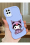 Samsung Galaxy M12 Compatible Case Camera Protector Blue Silicone Couple Phone Case Kuromi Pattern
