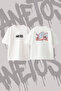 Ferris Wheel Roller Coaster Design Back Printed Cotton White Oversize T-Shirt