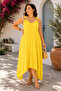 Women's Ring Strap V-Neck Asymmetrical Cut Plus Size Maxi Dress – Comfortable Fit Summer Dress - 4