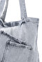 Cross Patch Pocket Detailed Denim Women's Shoulder Bag Doli Gray - 2