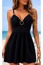 Women's Strappy Heart Collar Ring Detailed Short Janjan Crepe Dress
