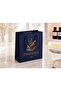 Pharmacy Cardboard Bag Gusseted Premium Deep Navy Blue (14X8X20 cm) - 10 Pieces - 2