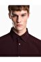 Men's Regular Fit Stretch Fabric Long Sleeve Claret Red Shirt - 3