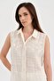 Women's Full Embroidery Detailed Sleeveless Button-Front Design Shirt - 2
