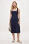 Women's Keyli Lined Scallop Embroidered Sleeveless Woven Midi Navy Blue Dress - 2