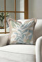 Tropical Leaf Botanical Fringed Pillowcase - Natural Bohemian Beige Blue Mink Tassel Throw Pillow Cover - 5