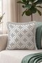 Elegant Fringed Pillowcase with Damask Floral Motif - Authentic Floral Black Gray Tassel Throw Pillow Cover - 2
