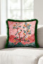 Exotic Bird Floral Fringe Pillowcase - Artistic Nature Boho Green Gray Tassel Throw Pillow Cover - 4