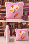 Elegant Orchid Floral Pattern Fringed Pillowcase - Botanika Bohemian Ecru Cream Tassel Throw Pillow Cover - 3