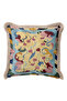 Abstract Floral Pastel Design Fringed Pillowcase - Artistic Yellow Cream Tassel Throw Pillow Cover - 4