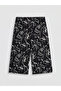 Two Mt Shop Quality Lcwaikiki Basic Black Floral Standard & Regular Women's Capri - 5