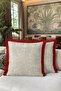 Motif Damask Fringed Pillowcase - Elegant Oriental Classic Mink Burgundy Tassel Throw Pillow Cover - 7