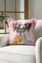 Pop Art Dog Figured Colorful Fringed Pillowcase-Artistic Bohemian Cream Pink Tassel Throw Pillow Cover - 6