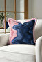 Abstract Wave Motif Fringed Pillowcase-Marble Bohemian Navy Blue Powder Pink Tassel Throw Pillow Cover - 6
