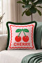 Cherry Themed Pop Art Retro Fringed Pillowcase-Fruit Figured Bohemian Pink Tassel Throw Pillow Cover - 4