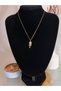 Women's Stainless Steel Gold Color Blue Mineral Jellyfish Figure Necklace