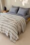 Cream Color Blue Striped Double Pique / Bedspread 220X240 - 2