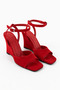 Julia Red Suede Genuine Leather Ankle Strap Wedge Heeled Shoes - 2