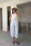 Linen Vest and Trousers Premium Set - White - 4