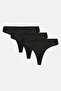 Women 3 Pieces Embroidered Logo Thong, Black - 4