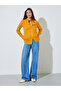 Orange Solid Long Sleeves Button Front Blouse - 2