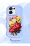 Oppo A6 Pro Compatible Case Camera Protector Blue Silicone Couple Phone Case Floral Pattern - 2