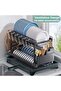 2-Tier Stainless Steel Dish Drying Rack, Kitchen Dish Drainer with Utensil, Cup & Cutting Board Holder, Rustproof Countertop Organizer, Black + Free 600ml Fairy - 8