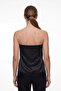 Polka Dot Strapless Lace Detailed Satin Blouse - 5