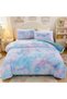 SUCSES Tie Dyed Duvet Cover Set Twin Size, Plush Shaggy Soft Velvet Fuzzy Bedding Set with 2 Pillow Shams, Blue