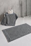 100% Cotton Foot Towel Set - Jacquard Leaf Patterned Floor Towel Set of 2 - 50X70 cm - Dark Gray