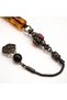 German Musk Beads 33 Beads 10.5x13.5mm Amber Burgundy Decorative Beads Antique Metal Tassel 47.5g - 2
