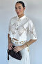Beige Women's Belt Detailed Skirt Openwork Shirt Double Set - 2