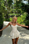 Women's Cream Corseted Striped Mini Dress 5424 - 7