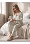 New Season Women's Green Shirt Collar Striped Design Buttoned Long Sleeve 100% Cotton Pajama Set - 8
