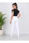 NOVA TECH Girls Cotton Stretch Slim Fit Pants for Kids | High Waist Casual Trousers | Soft Breathable School Uniform Pants | Full Length Everyday Wear | White - 2