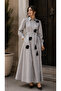 - Grey Belted Black Motif Maxi Dress - 3