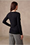 Maternity Black Viscose Double-Breasted V-Neck Long Sleeve Blouse with Inner Undershirt and Breastfeeding Feature Angel - 2