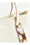 Ecru Women's Shoulder Bag with Scarf Accessory - 4